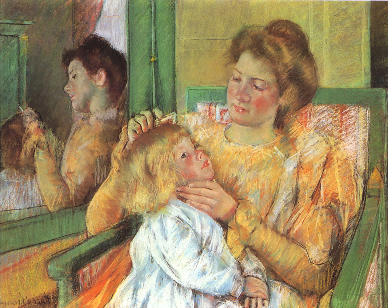 Mother Combing Her Child's Hair - Mary Cassatt Painting on Canvas